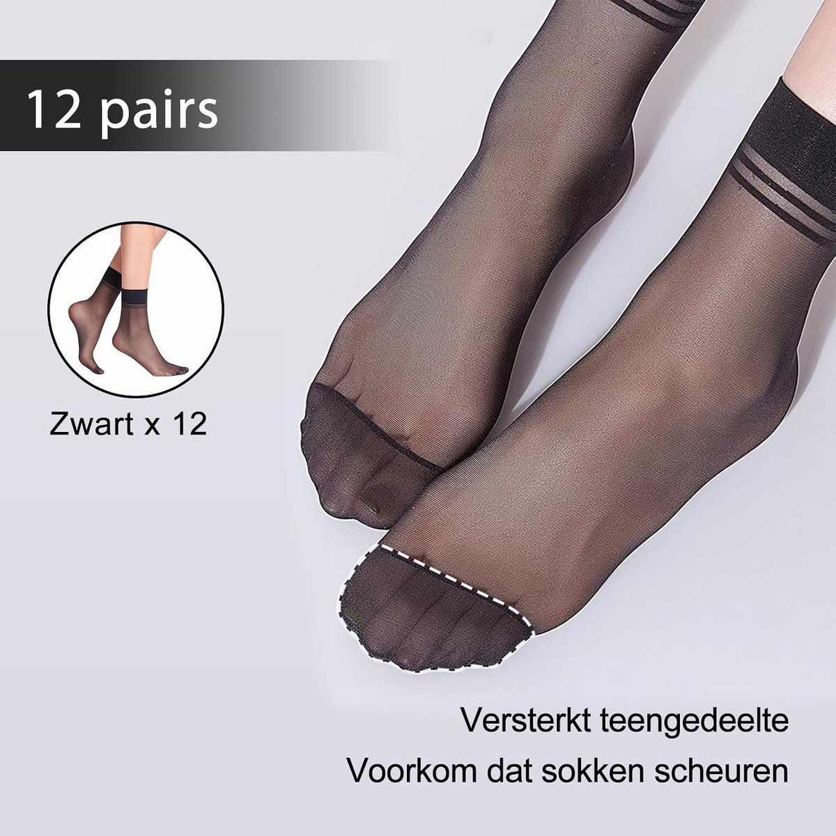 12 Pairs Women's Nylon Stockings, Highly Elastic Non-Stick Wire and Durable 10D Nylon Socks, Ultra Thin - ShopVlot