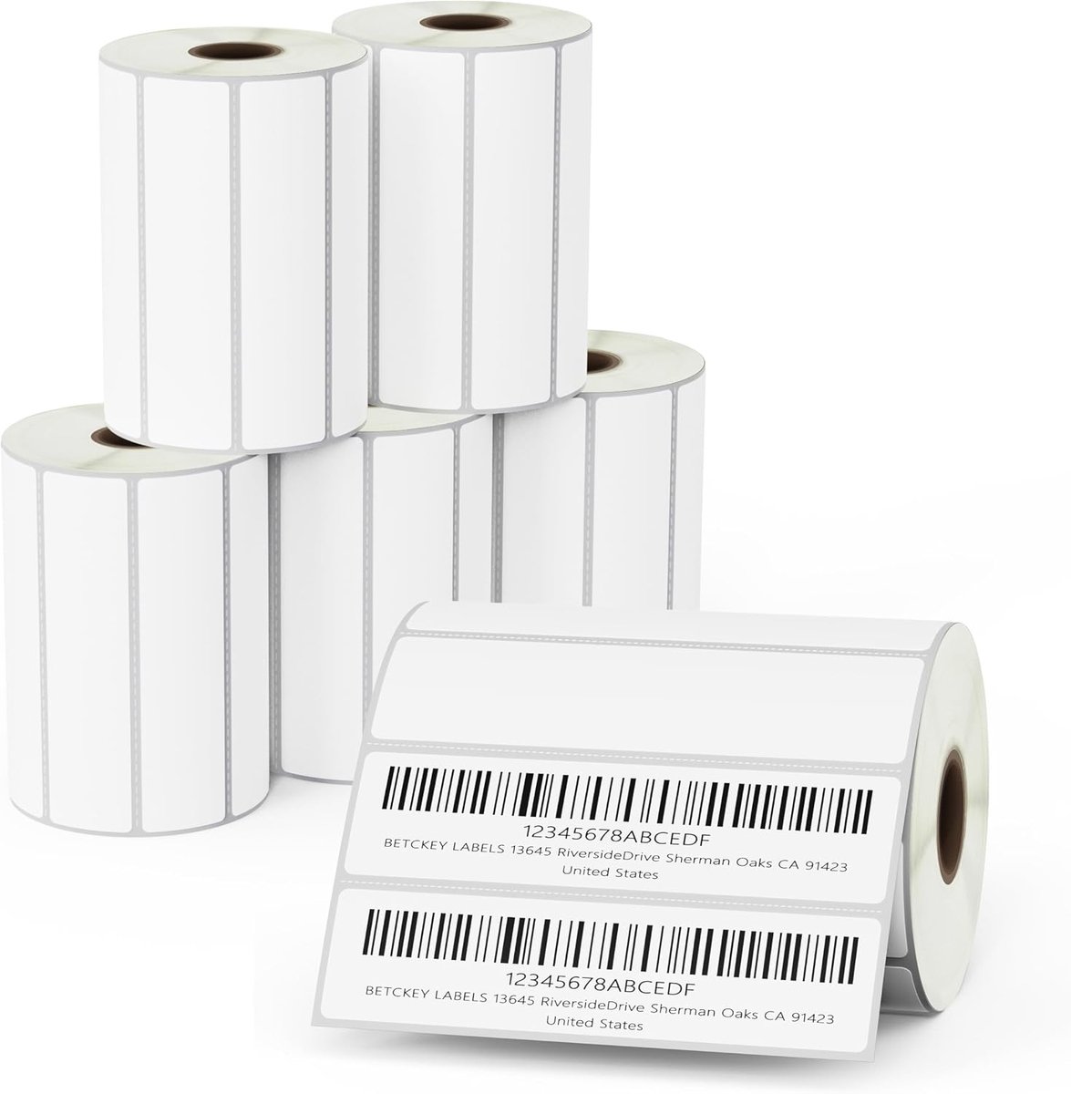 BETCKEY - 6 rollen verwijderbare folie-etiketten, 102 mm x 25 mm, 8250 etiketten voor eenvoudig verwijderen zonder - ShopVlot