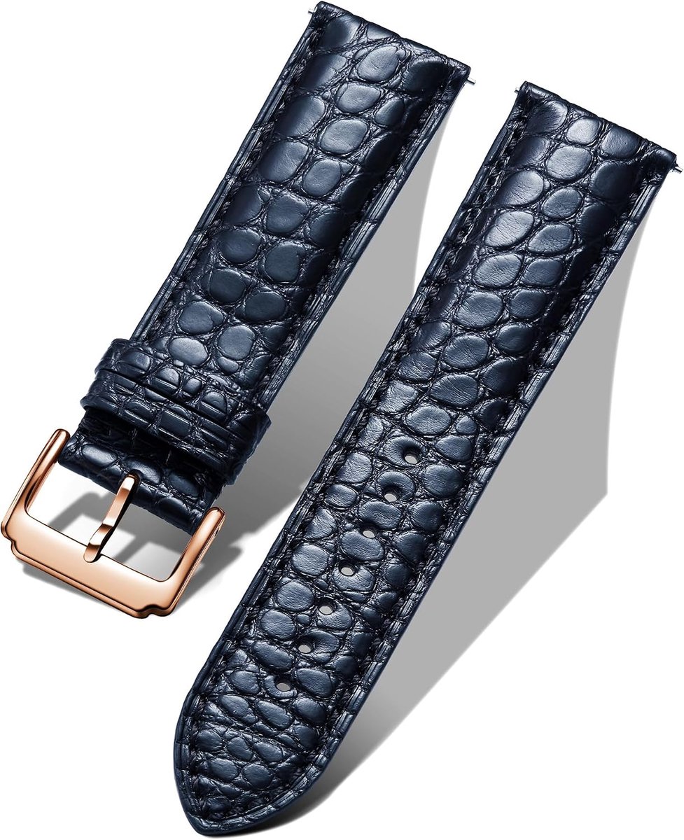 BINLUN Watch Band Genuine Leather Watch Band by Alligator 18 19 20 21 22mm with Stainless Steel Pin Watchbands Retro - ShopVlot