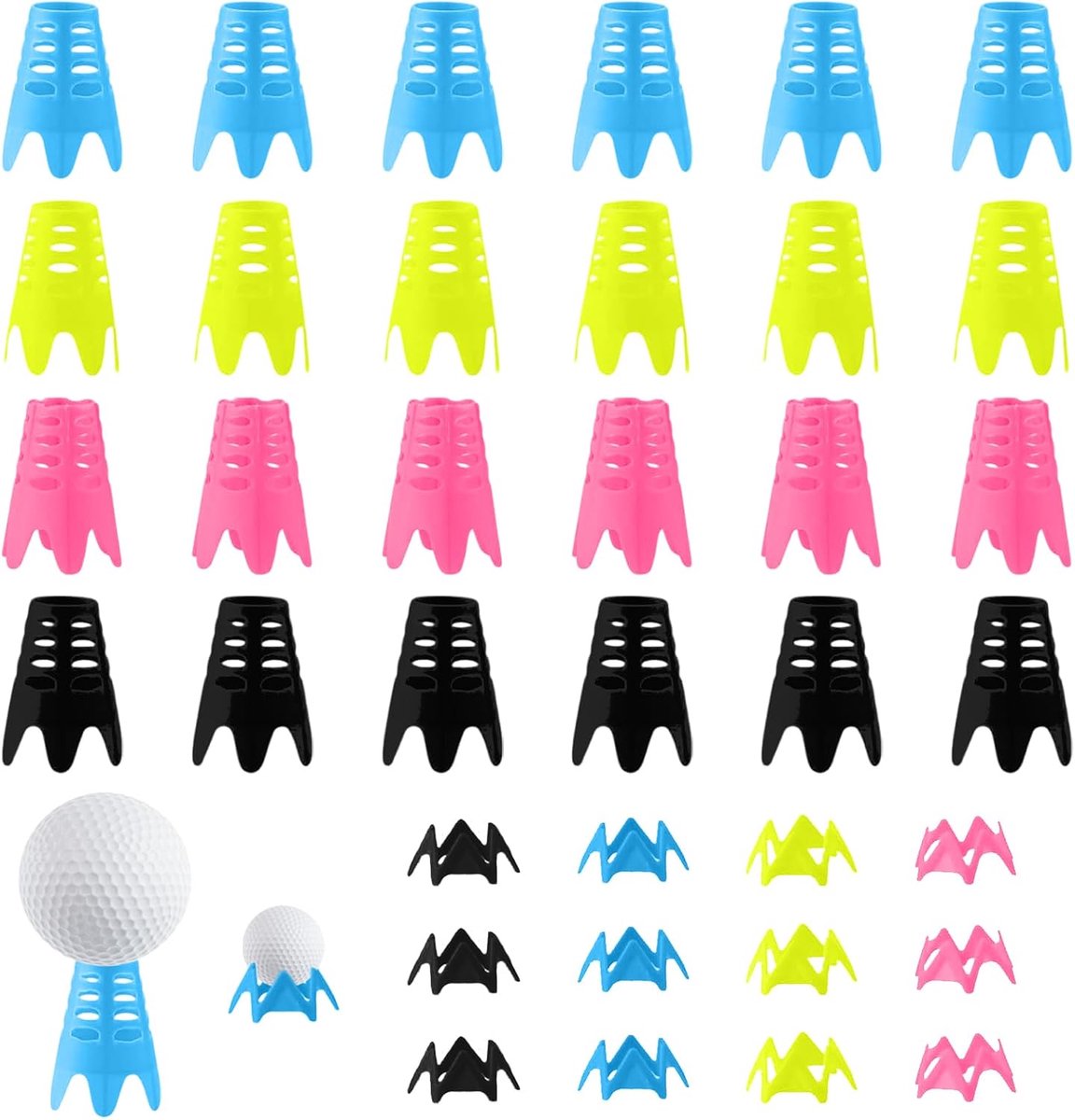 Golf tees 36 stuks - Herbruikbare plastic - In 4 kleuren - Ideaal voor golfsimulator en oefenmat - ShopVlot