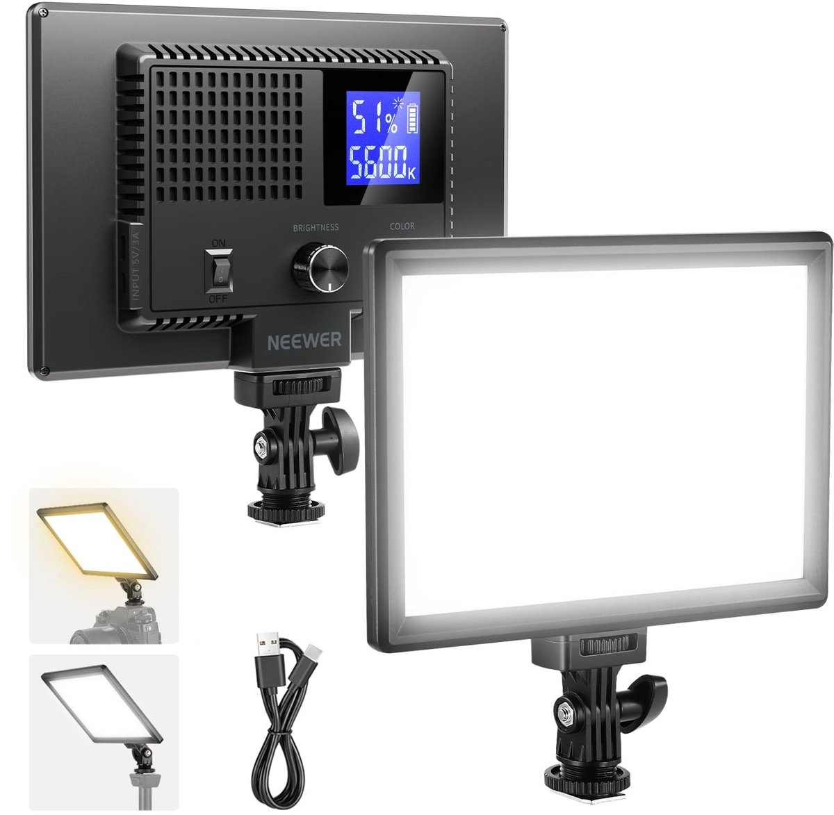 Solidchoice - Dimbare LED Videolamp 3200-5600K