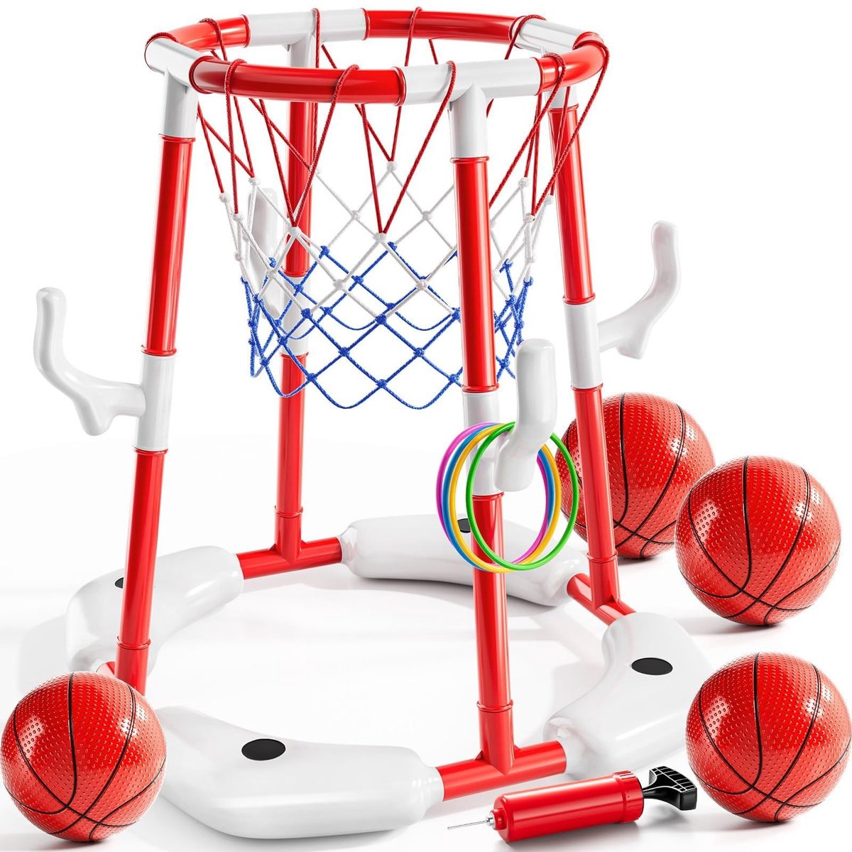 Solidchoice - 2-in-1 Zwembad Basketbalset met 4 Ballen en 12 Ringen