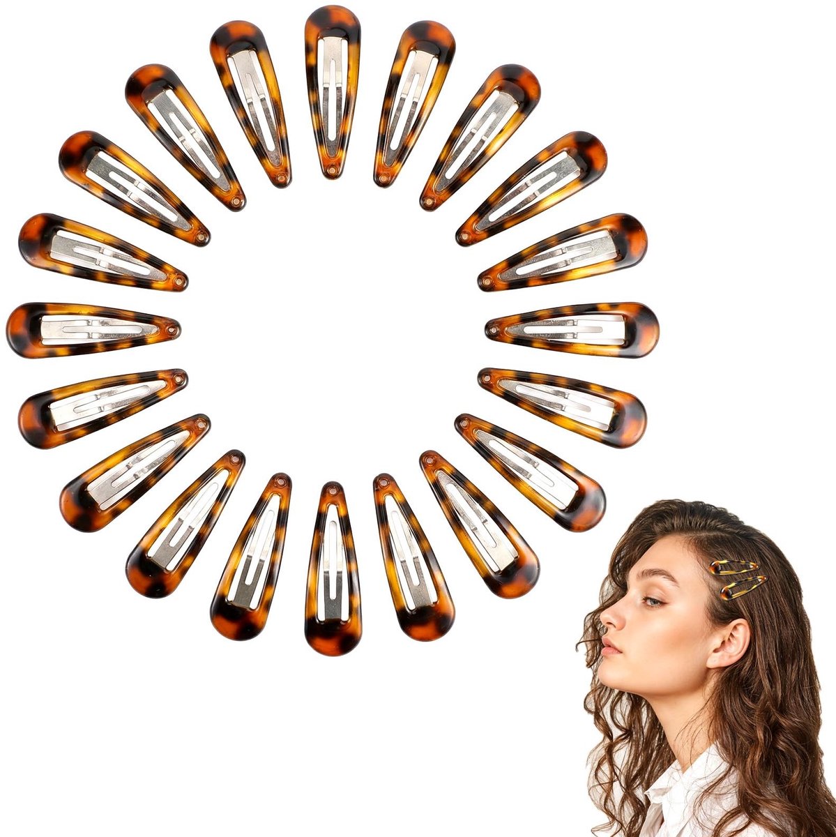 Solidchoice - Set van 20 Dames Haarspelden met Tortoise Design