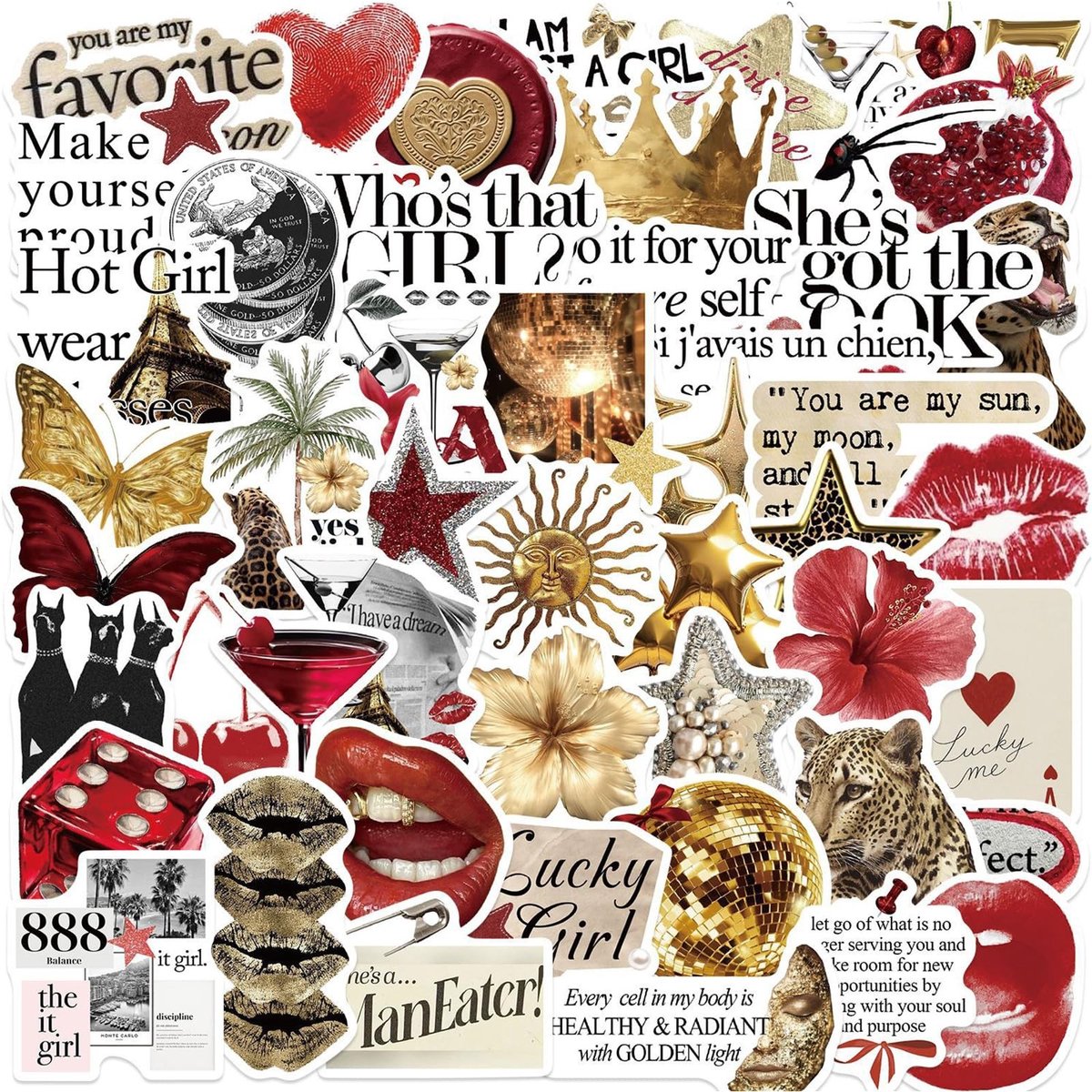 Solidchoice - Vintage Stickerset met 50 Stukken voor Laptop en Scrapbook Decoratie