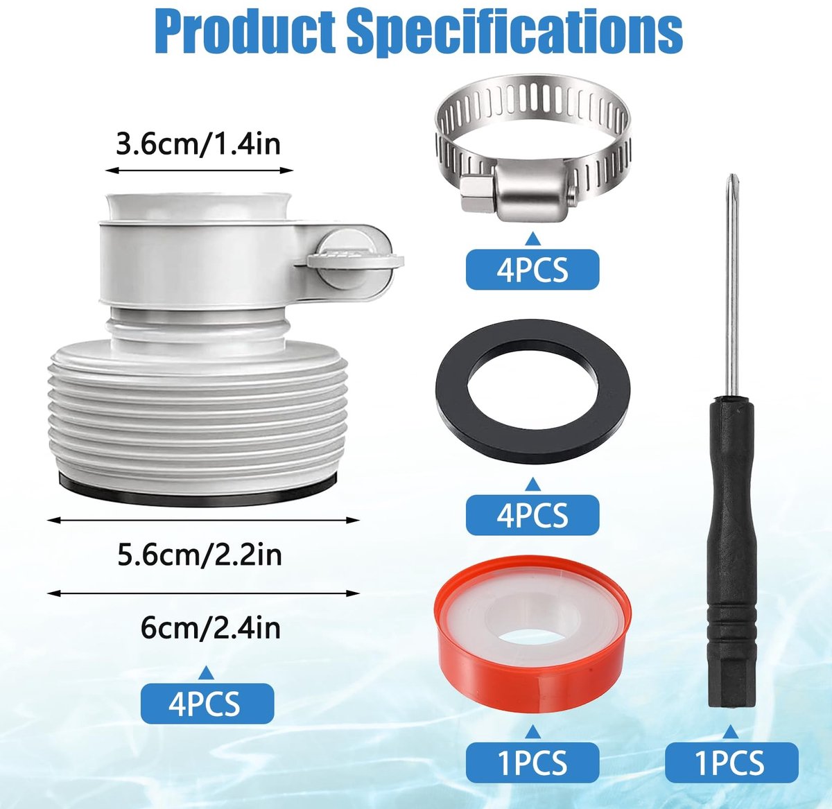 Solidchoice - Set van 4 Pool Slangadapters voor Intex Slangen