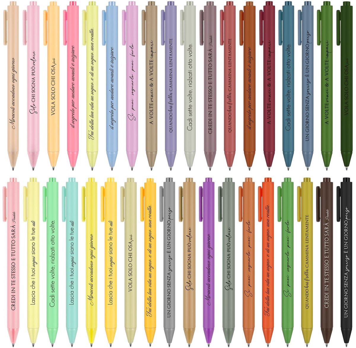 Solidchoice - Set van 36 Retractable Balpennen met Motiverende Citaten