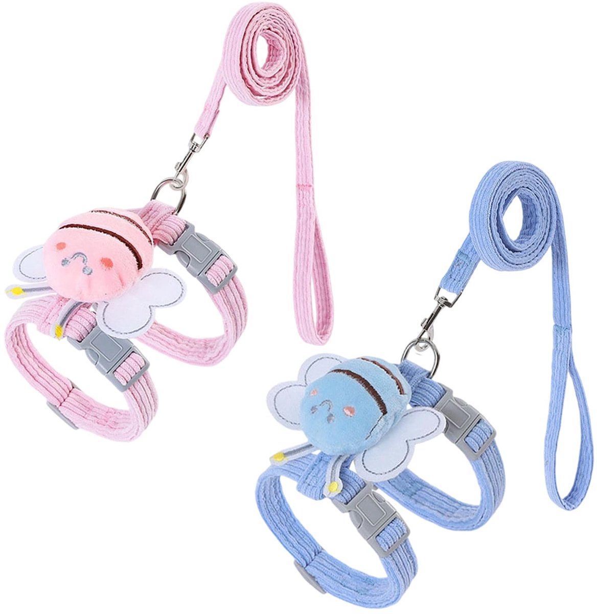 Solidchoice - Set van 2 Lichtgewicht Ontsnappingsbestendige Kattenharnassen met Leash