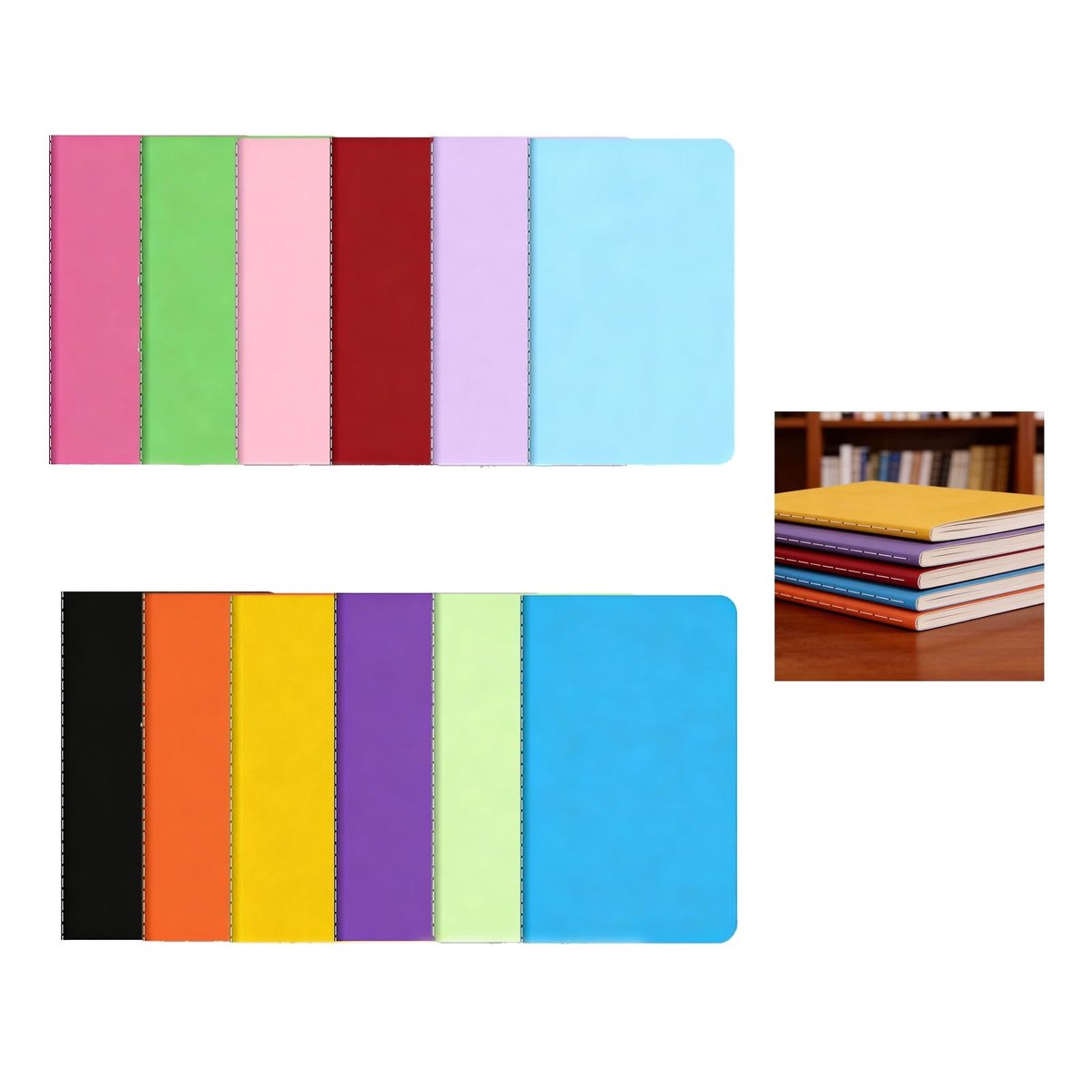 Solidchoice - Set van 12 A6 Notitieboekjes in 12 Kleuren voor School en Kantoor
