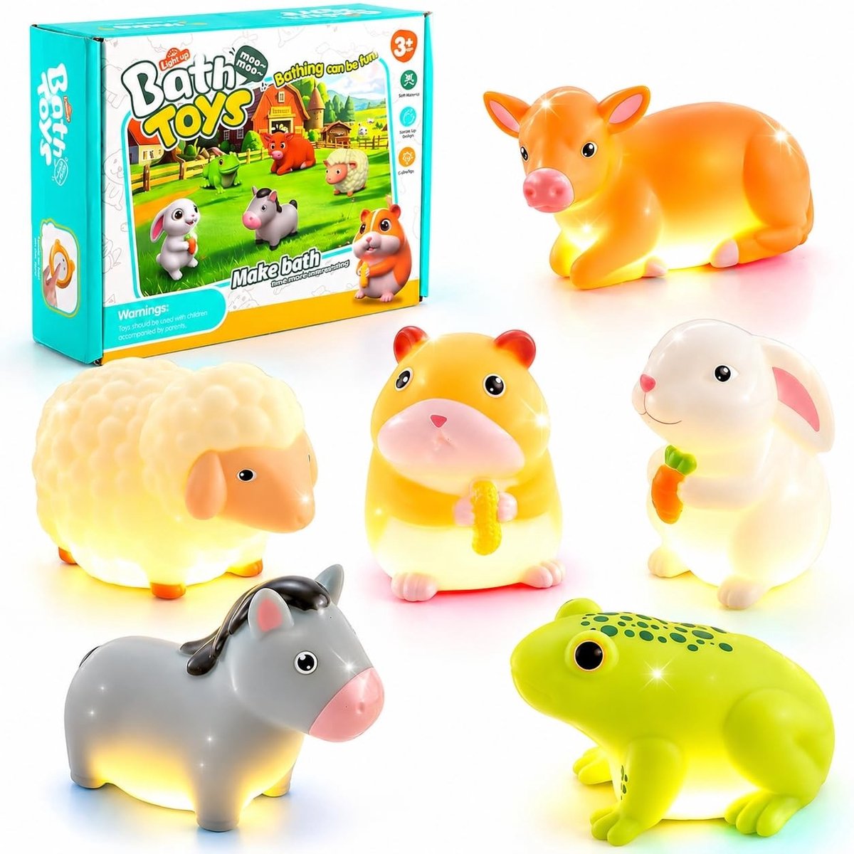 Solidchoice - Set van 6 Luminous Bad Speelgoed met Boerderij Dieren