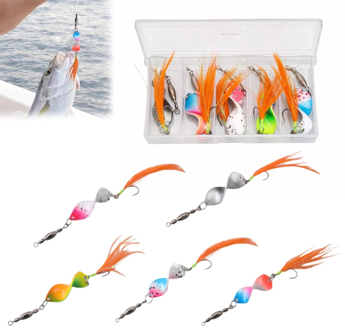 Solidchoice - Set van 5 Trout Spoons met Rolling Swivels voor Vissen