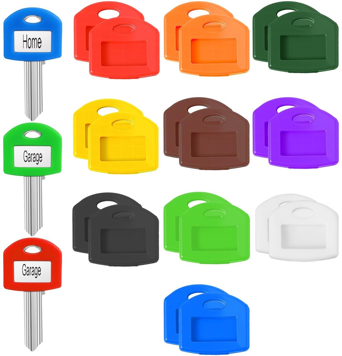 Solidchoice - 20 Stuks Kleurrijke Sleutelcaps en Labels voor Eenvoudige Identificatie