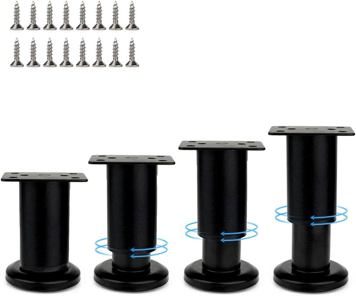 Verstelbare meubelpoten 8-12 cm - zwart metalen poten - stevig en duurzaam - perfect voor banken en kasten - ShopVlot