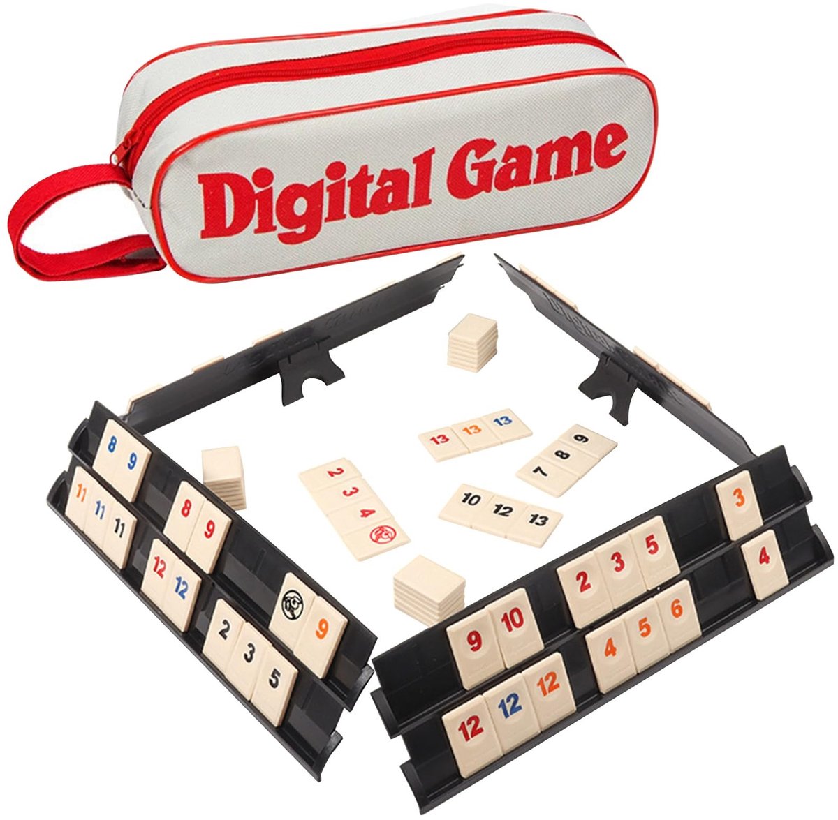 Solidchoice - 106 Stuks Minni Romme Spelset met 4 Racks