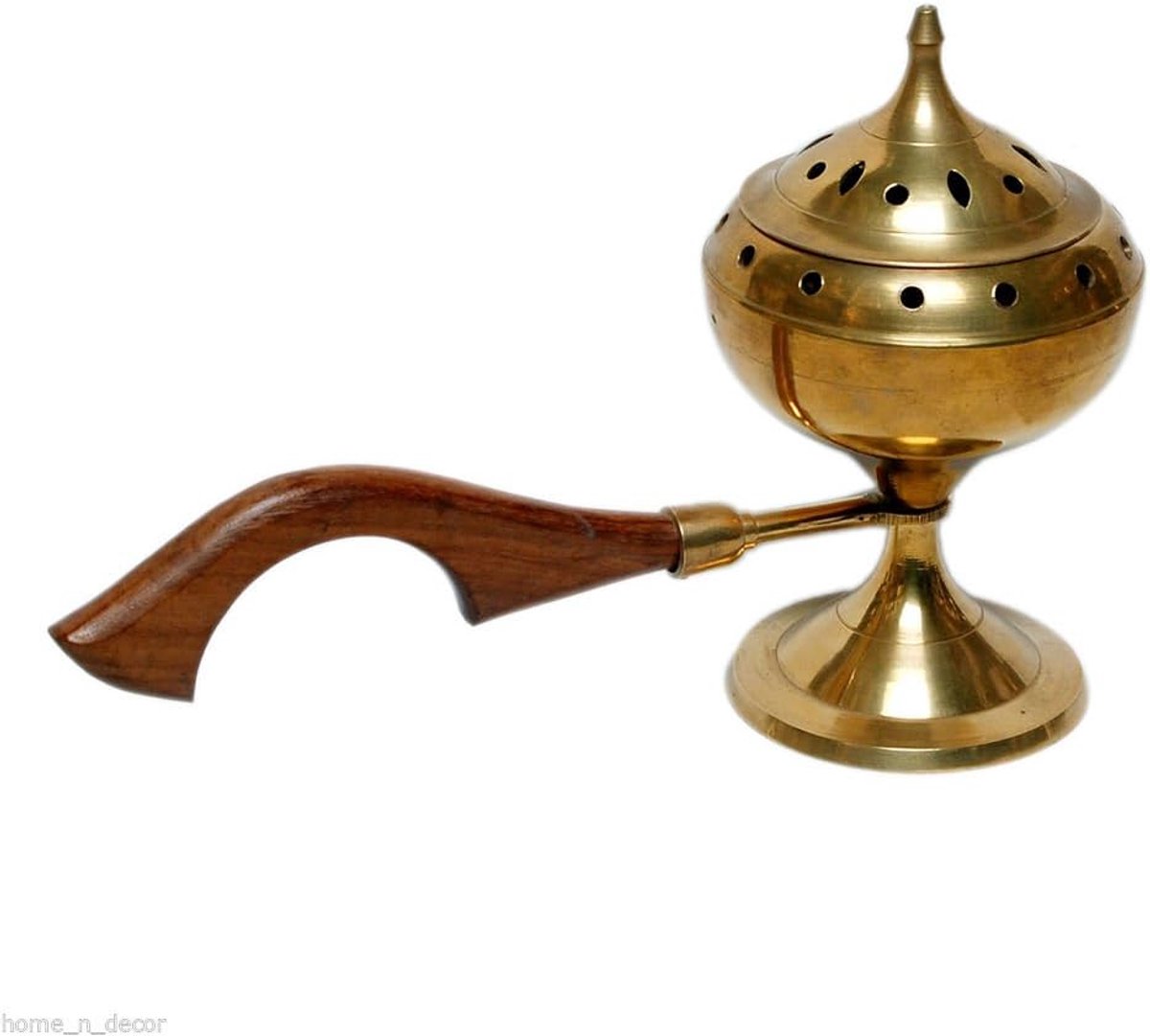 Zap Impex Brass Incense Burner with Long Wooden Handle (Size- 9 inch) - ShopVlot