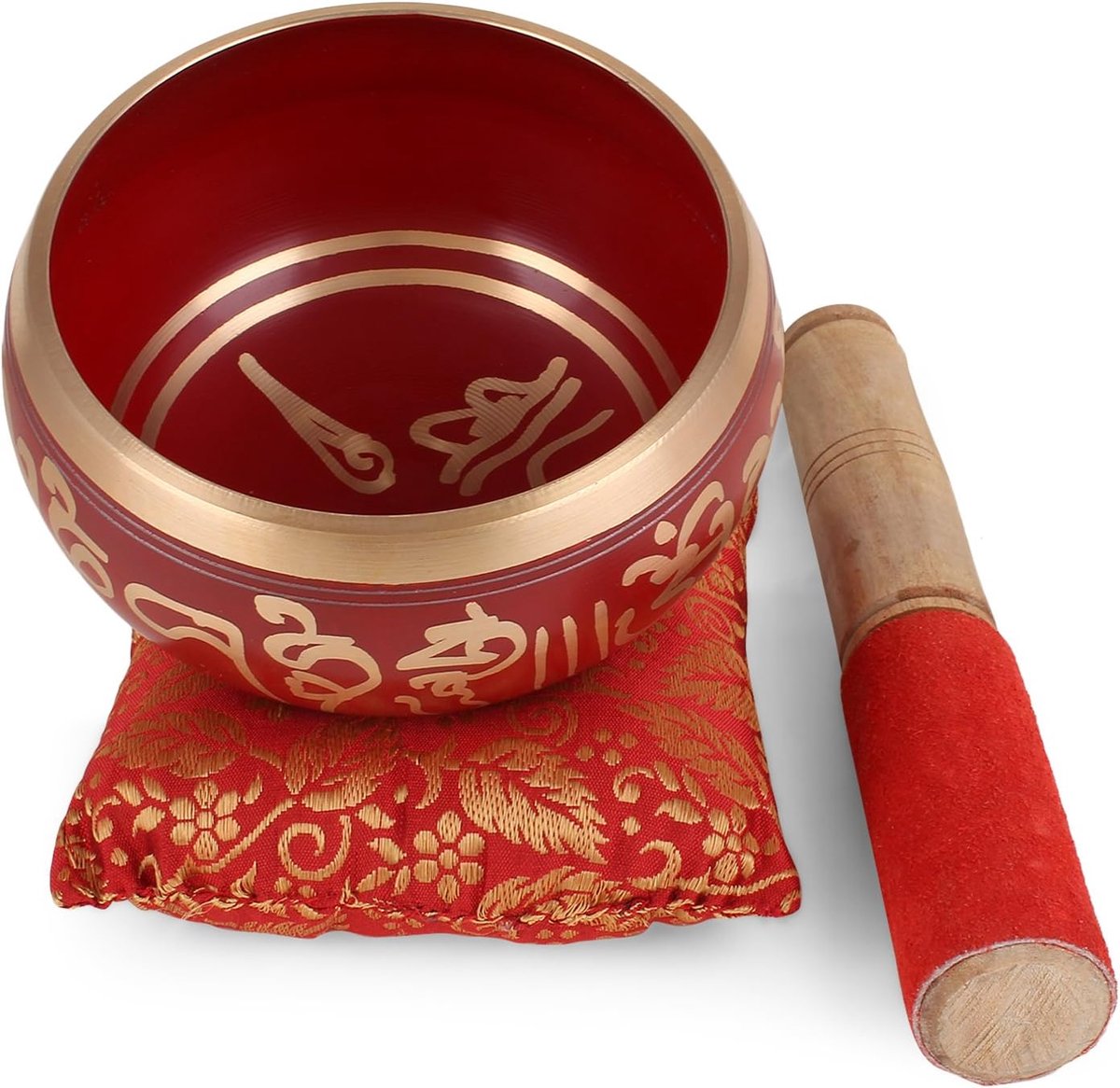 Zap Impex ® Tibetan Meditation Om Mani singing bowl/cushion/Mallet"4 inch red - ShopVlot