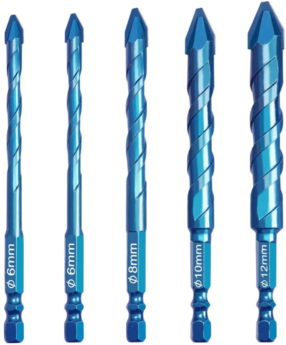 5-delige ecentrische lange spiraalschroefbitset (6-12 mm), carbide porselein, concrete voor high-speed boren FUGYTVEN - ShopVlot