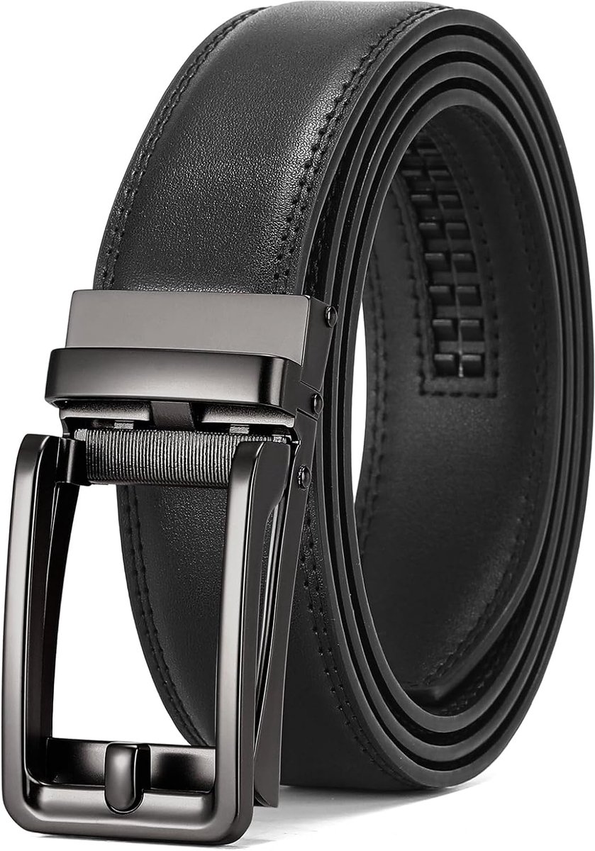 SENDEFN Elegant men's leather belt with automatic ratchet buckle, adjustable for business and work wear - ShopVlot
