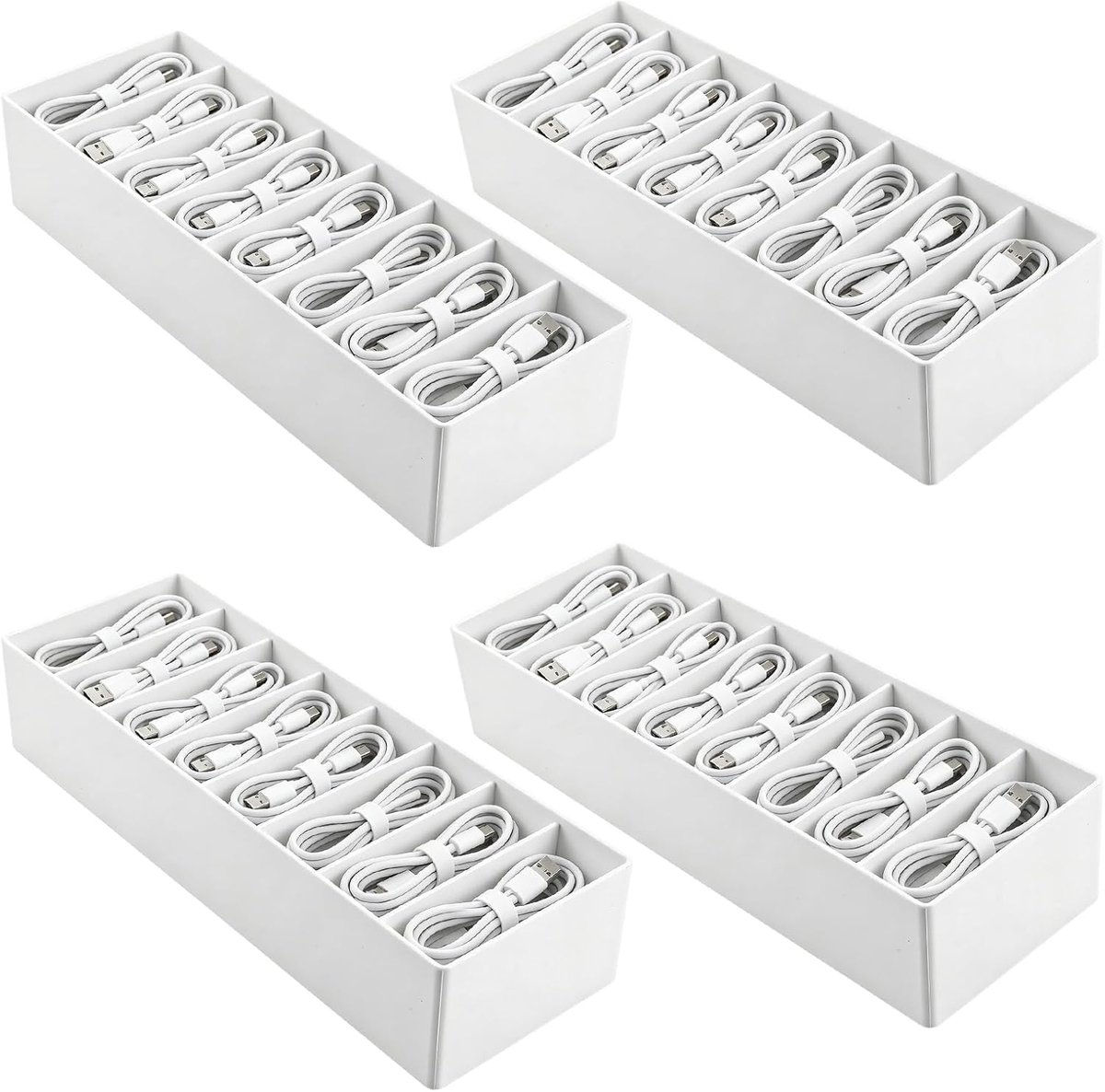 Kabelorganizer 4 stuks - 26 x 9 x 5,7 cm - met kabelbinders - houdt kabels georganiseerd - ShopVlot