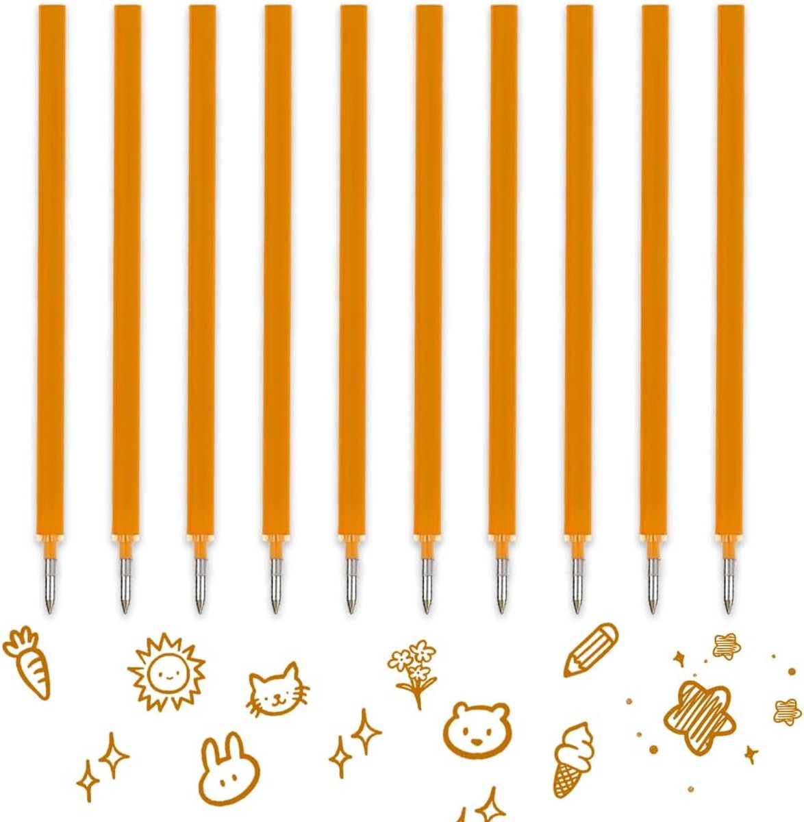 Gel Pen Navullingen - Schrijfstiften Set - Vlot Schrijven - Fijne Lijn - 10 Stuks 0.7mm - Oranje