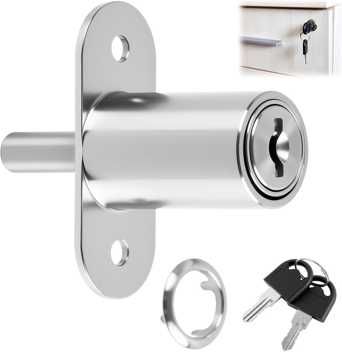 Schuifkastslot van zinklegering, drukcilinder met verschillende sleutels, diameter 19 mm, versterkte veiligheid - ShopVlot