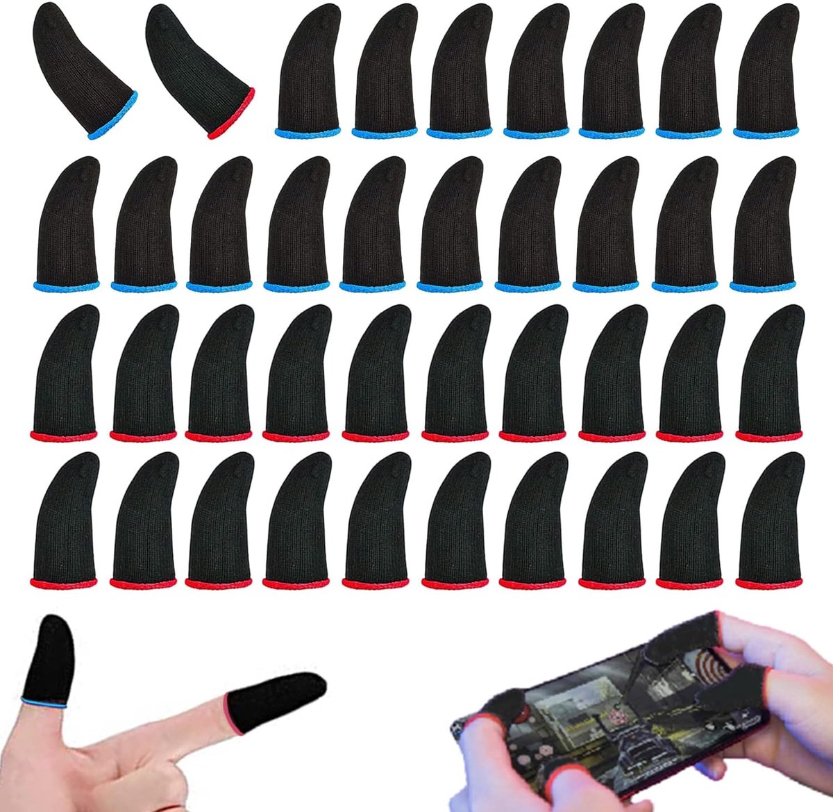 40 Pcs Game Finger Sleeve Touch Screen Thumb Covers, High Sensitivity Finger Covers, Breathable and Sweatproof - ShopVlot