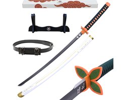 Katana Demon Replica Manga Saber + Wood Sword Wood + Belt - Japanese Catana Cosplay Decoration Toy Children Adults - ShopVlot