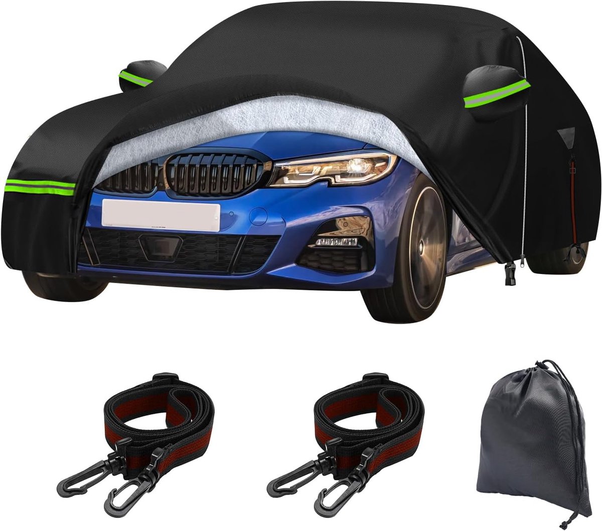 Waterproof Car Cover for BMW 3 Series 2019-2025, 6 Layers Outdoor All Weather Full Car Cover Sun Rain UV Dust - ShopVlot