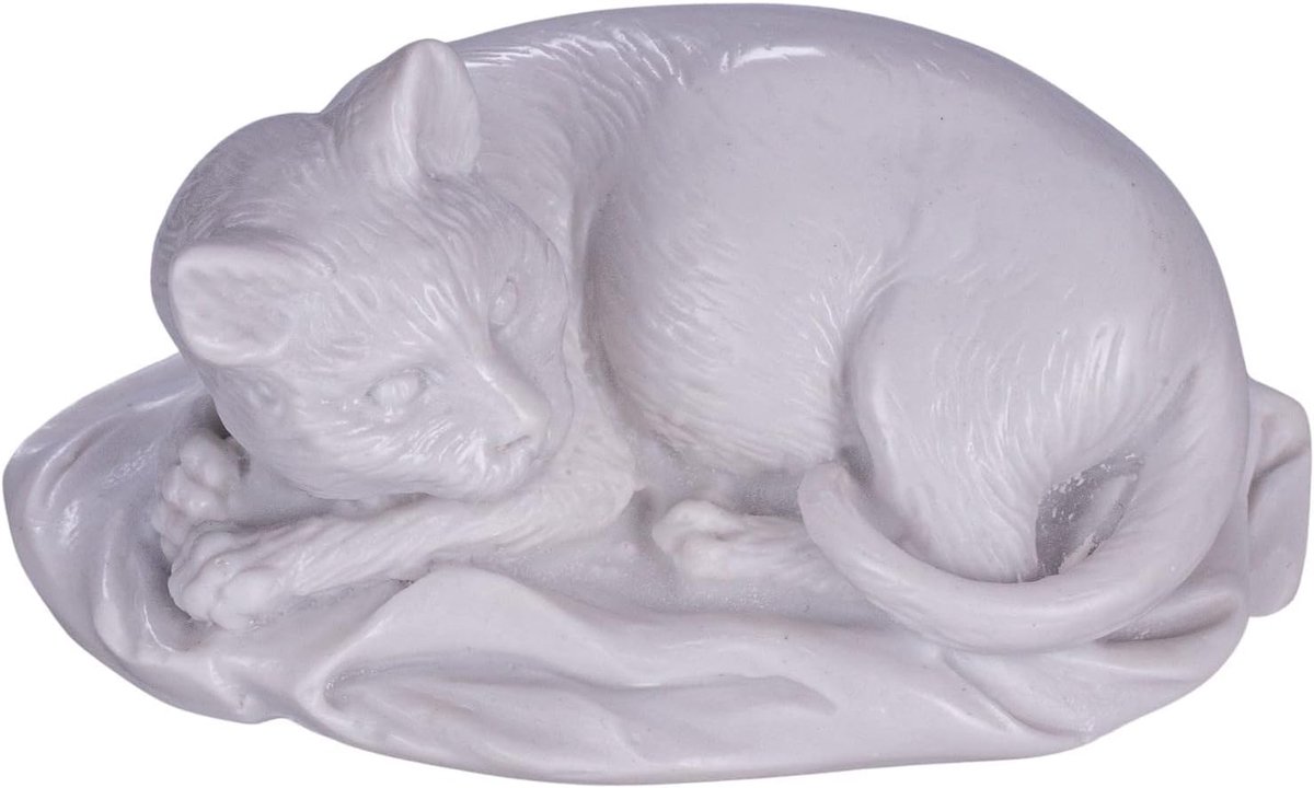 danila-souvenirs Decorative Marble Figurine Figurine Lying White Cat 4'' (10cm) - ShopVlot