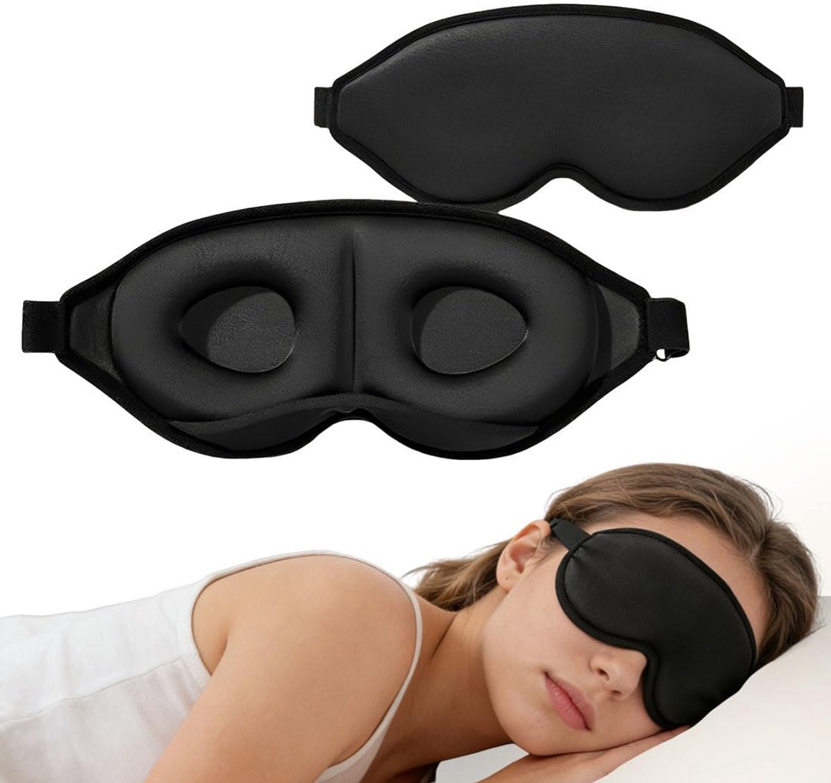 Een 3D-slaapmasker, antislip en ademend, zacht en licht, drukt niet in de ogen, ideaal voor vliegreizen, dutjes en - ShopVlot