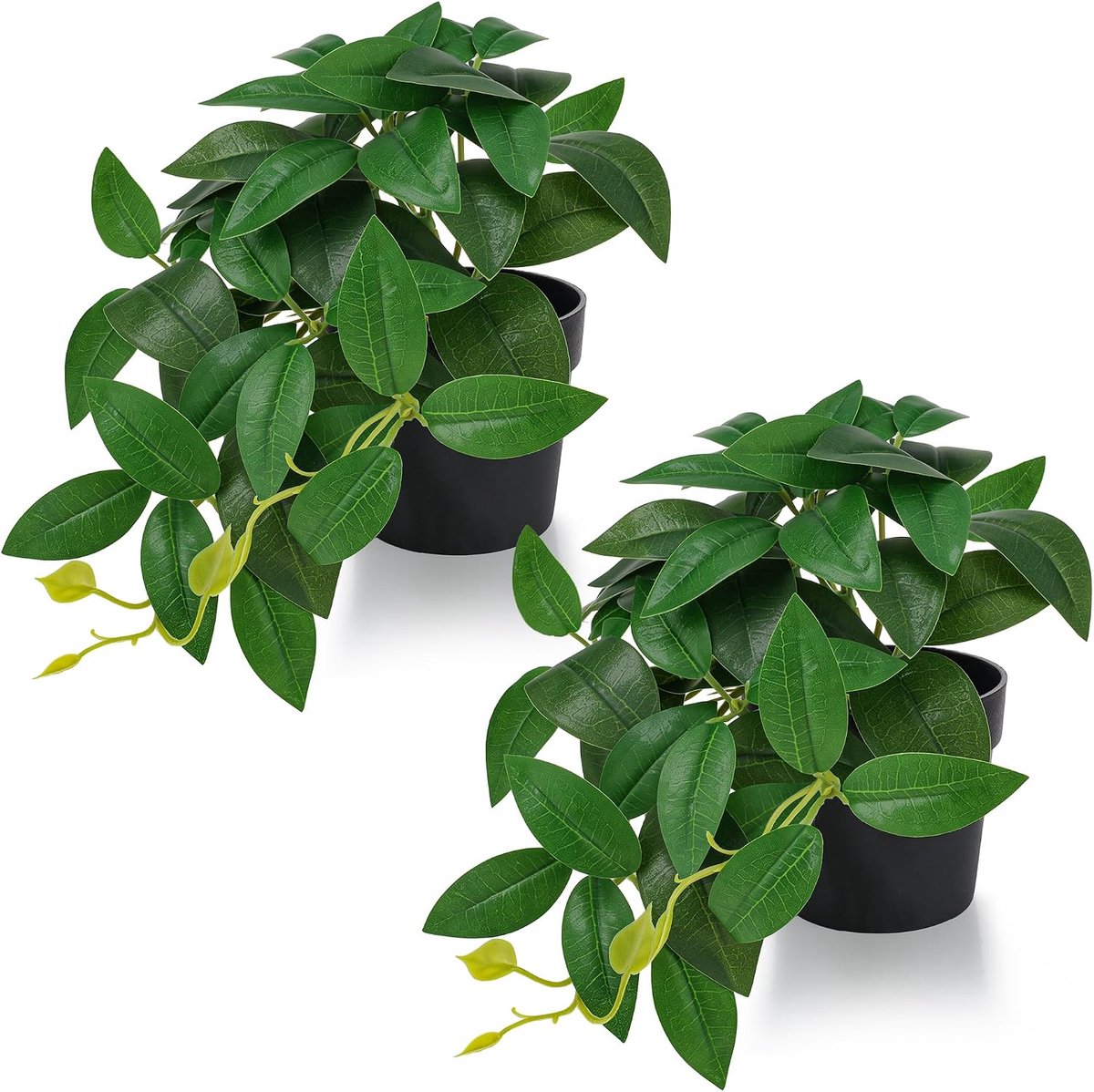Folmywy 2 Pack Kleine Nepplanten Mini Kunstmatige Potplanten Zwart Faux Plant Realistisch Plastic Groen voor Badkamer - ShopVlot