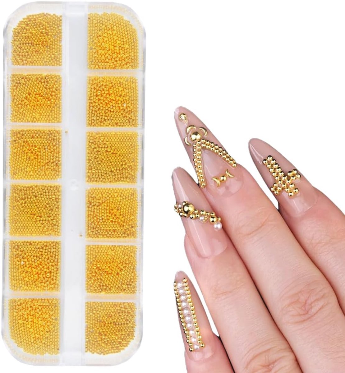1 box gold and silver nail charms, caviar beads for nails, caviar beads for nails, nail charms, nail beads for nail - ShopVlot