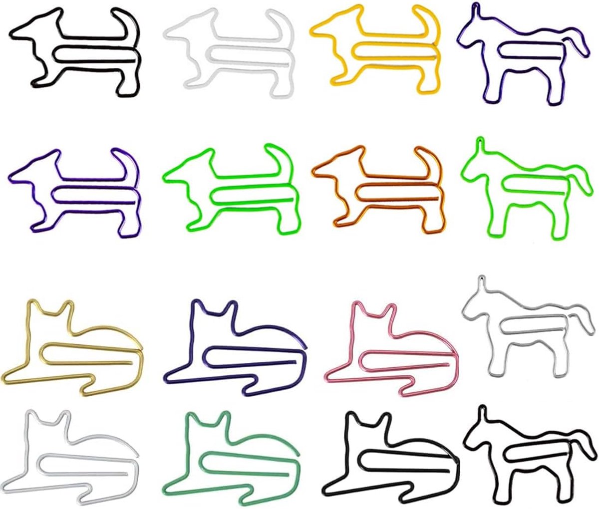 32 x Dog Shape Bookmark Paper Clips Metal for Office, School, Office Supplies (3 Styles, 6 Colours) - ShopVlot