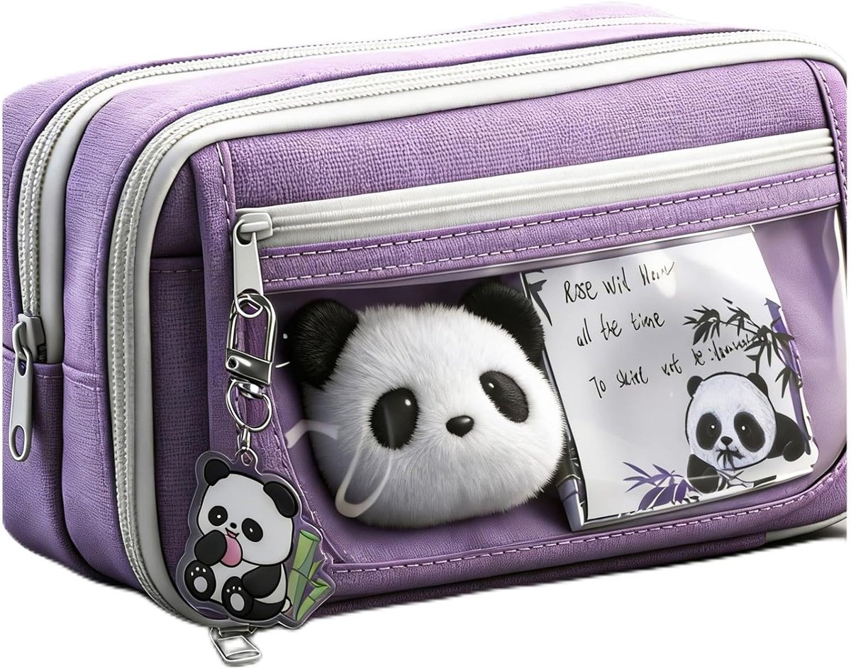 pencil case with 3 compartments pencil case large capacity pencil case for girl boy teen school office (Purple) - ShopVlot