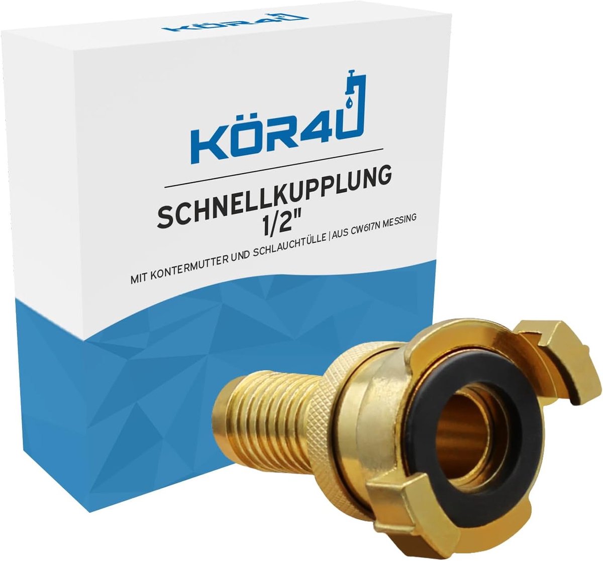 kör4u Quick coupling, 1/2 inch, with lock nut and hose - ShopVlot