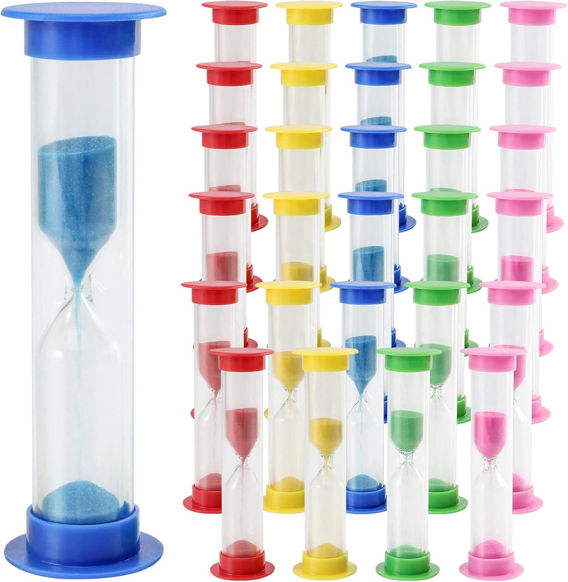 30 Pieces Colorful Hourglass Set, 3 Minute Hourglass, Coloured Plastic Hourglass Small Timer Hourglass for Counting - ShopVlot