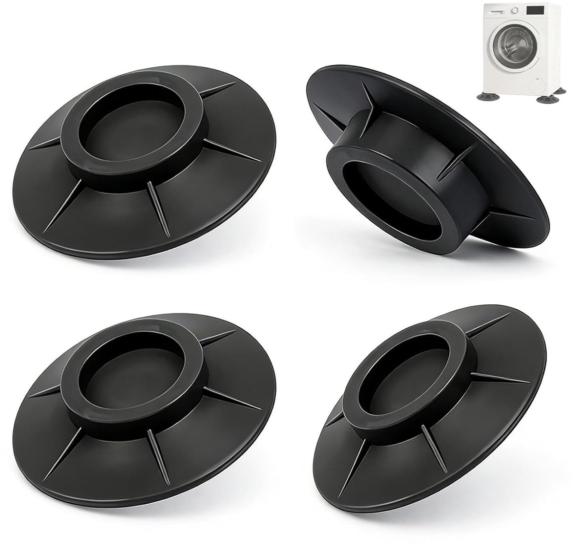Anti-vibratiepads voor wasmachine, 4 stuks, antislip rubberen en siliconen pads, duurzame schokdemper, schokbestendig - ShopVlot