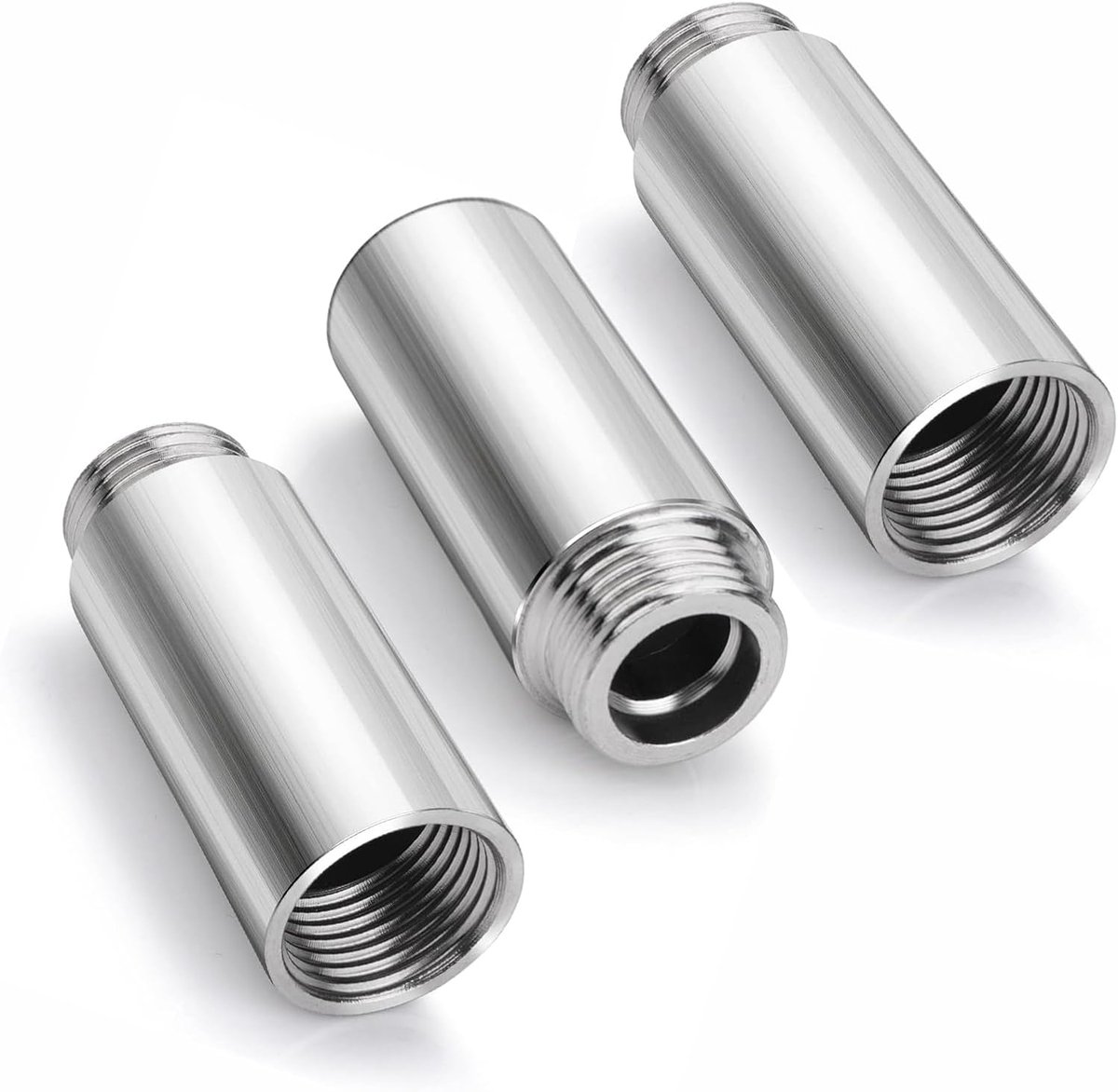 3 pcs tap extension, 1/2 inch, stainless steel shower head, extension 80 mm (IG Ø 2 cm x AG Ø 2 cm), shower hose - ShopVlot
