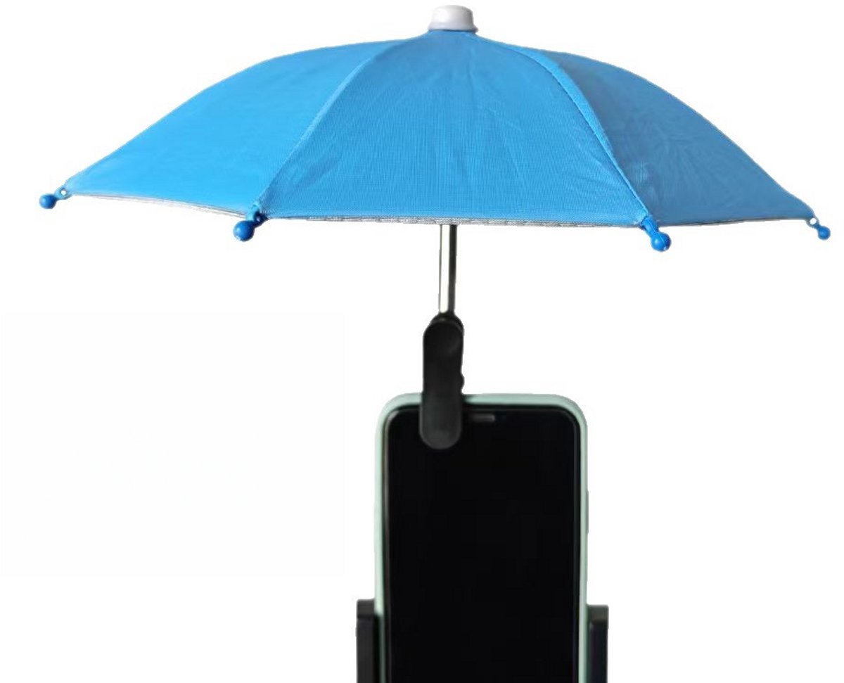 Casalora Telefoon Zonnescherm met Clip - Mini Telefoonparaplu Tegen Zon en Reflectie - Blauw