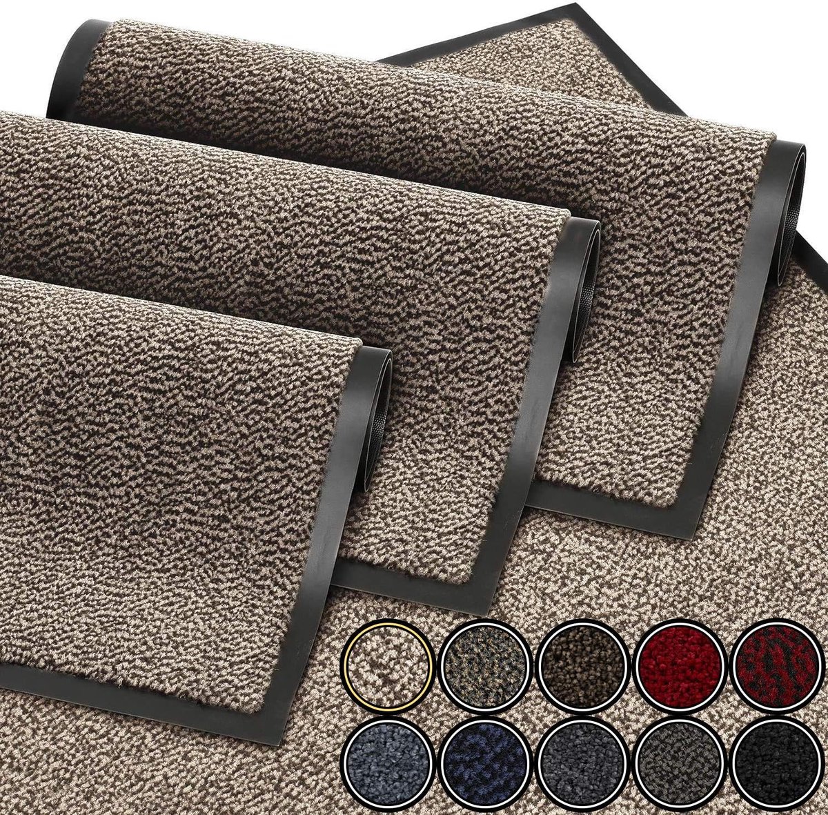 Famanu Beige grijze deurmat, 40 x 60 cm, waterdicht en wasbaar, antislip voor entree en keuken Antraciet