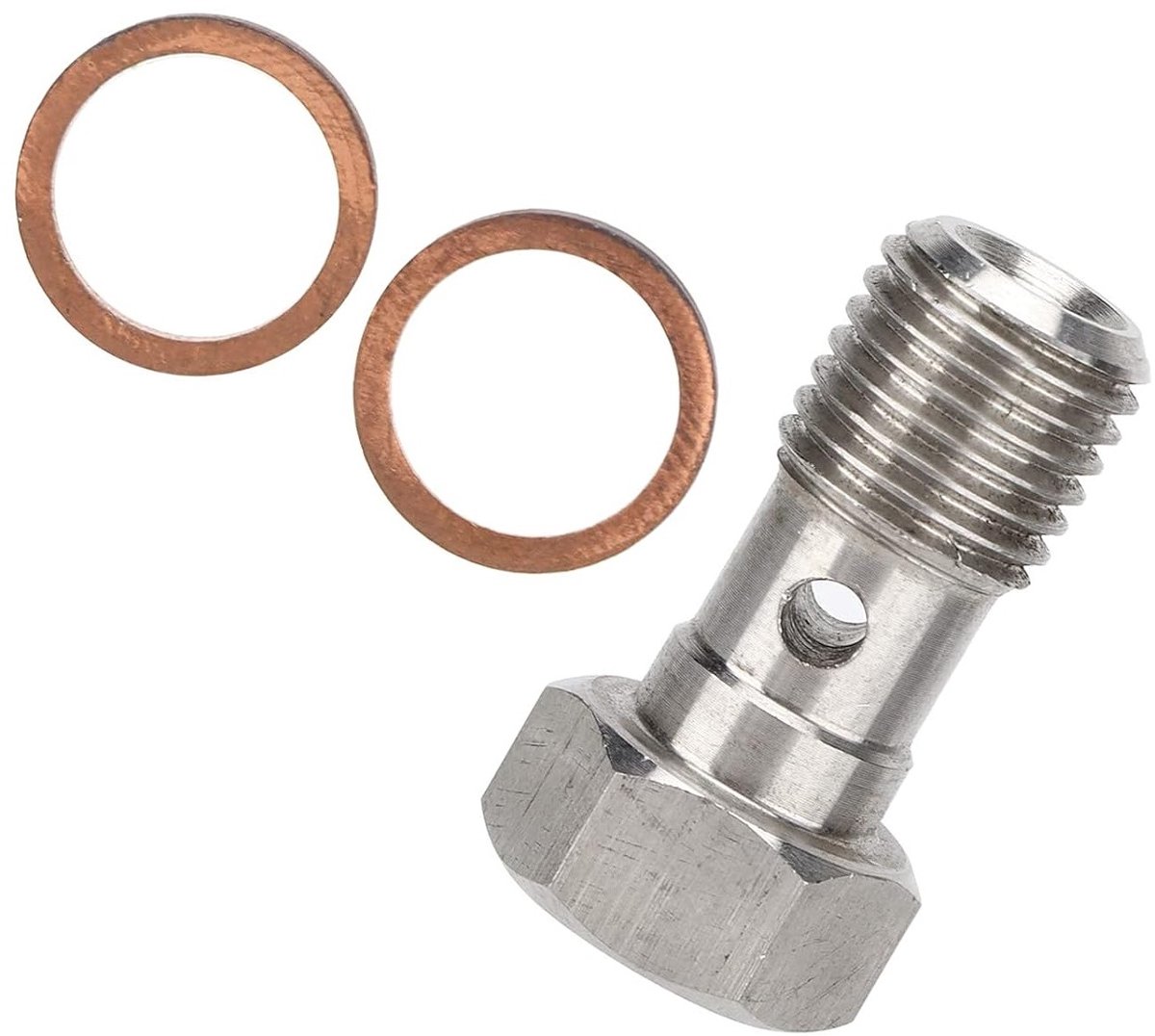 Stainless Steel Banjo Bolt voor Remsystemen en Slangverbindingen - 7/16 X20 UNF, 25 mm Lang met 2 Wasmachines, Duurzaam en Corrosiebestendig