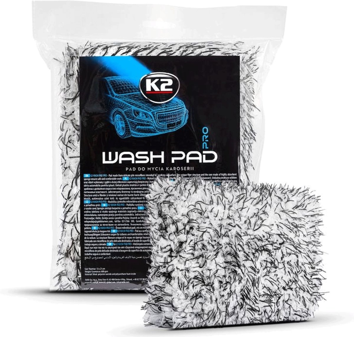 K2 Wash Pad Pro - Auto Microvezel Spons - Ergonomische Vorm - Zacht en Absorberend