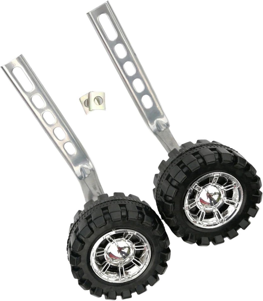 Zijwieltjes Kinderfiets - Fietsstabilisatoren - Fietsen Leren - Verstelbaar Ontwerp - 11 cm Wiel - Zilver