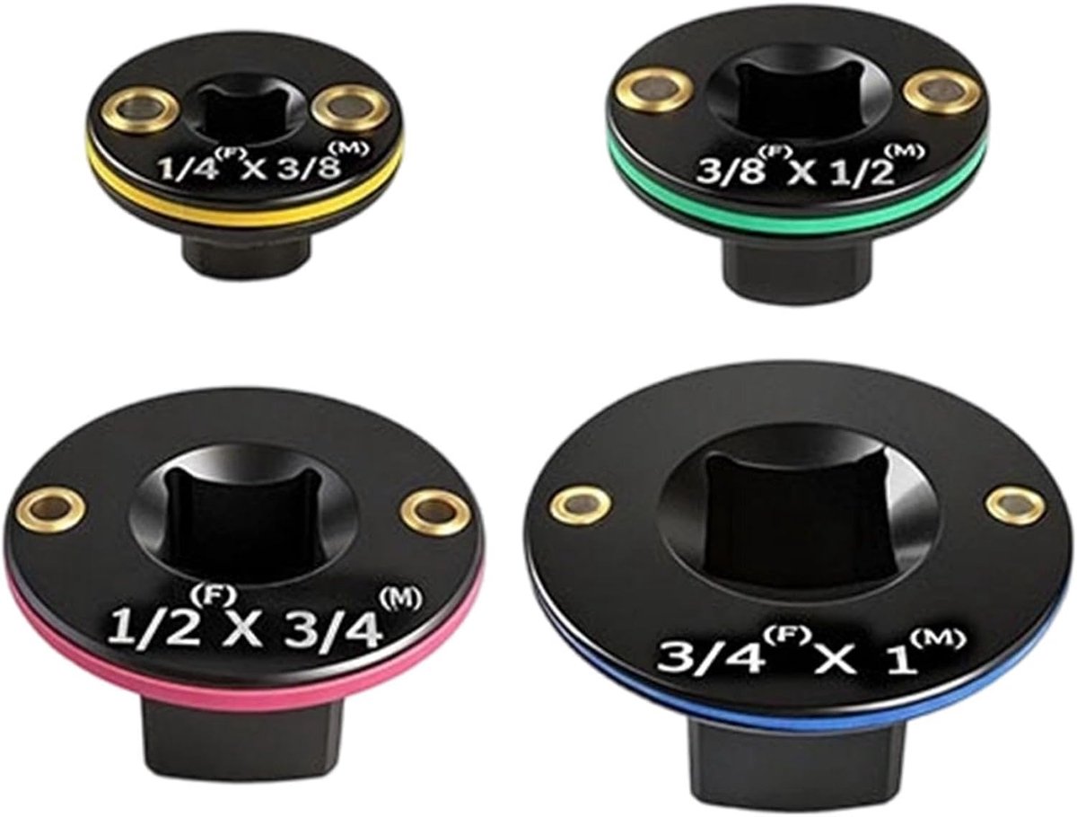 Adapterset Laag Profiel - Reparatie Converter - Krappe Ruimtes - Magnetische Aandrijving - 4-Delig - Zilverkleurig