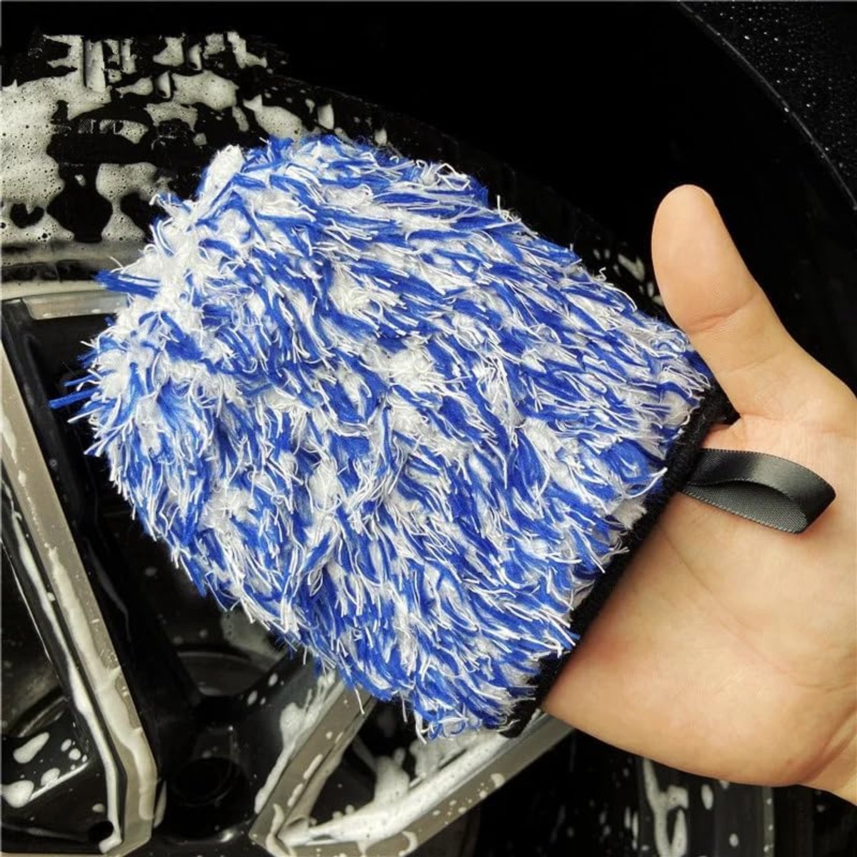 Autowash Handschoen - Poetswanten - Auto Reinigen - Dubbelzijdig Gebruik - 13 x 15 cm - Blauw