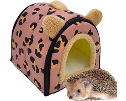 Huisdier Bed - Kooi Huisje - Ontspanning Dieren - Zachte Fleece Voering - 26 x 26 x 26 cm - Rood