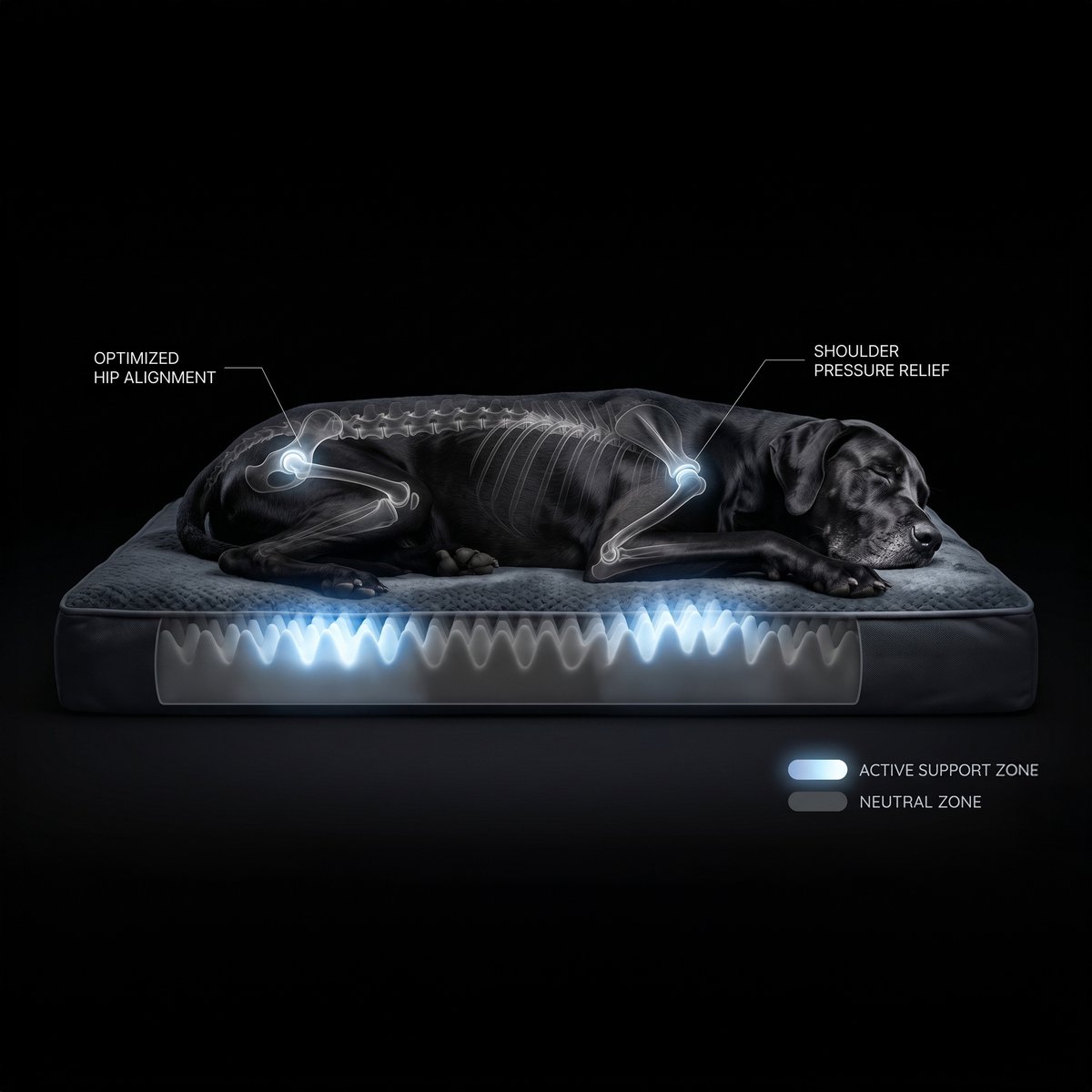 Happysnoots® Orthopedisch Hondenkussen - XXL Hondenmand 100 x 70 x 12 cm - Wasbaar Hondenbed Voor Grote Honden - Grijs met Rits – foto 5