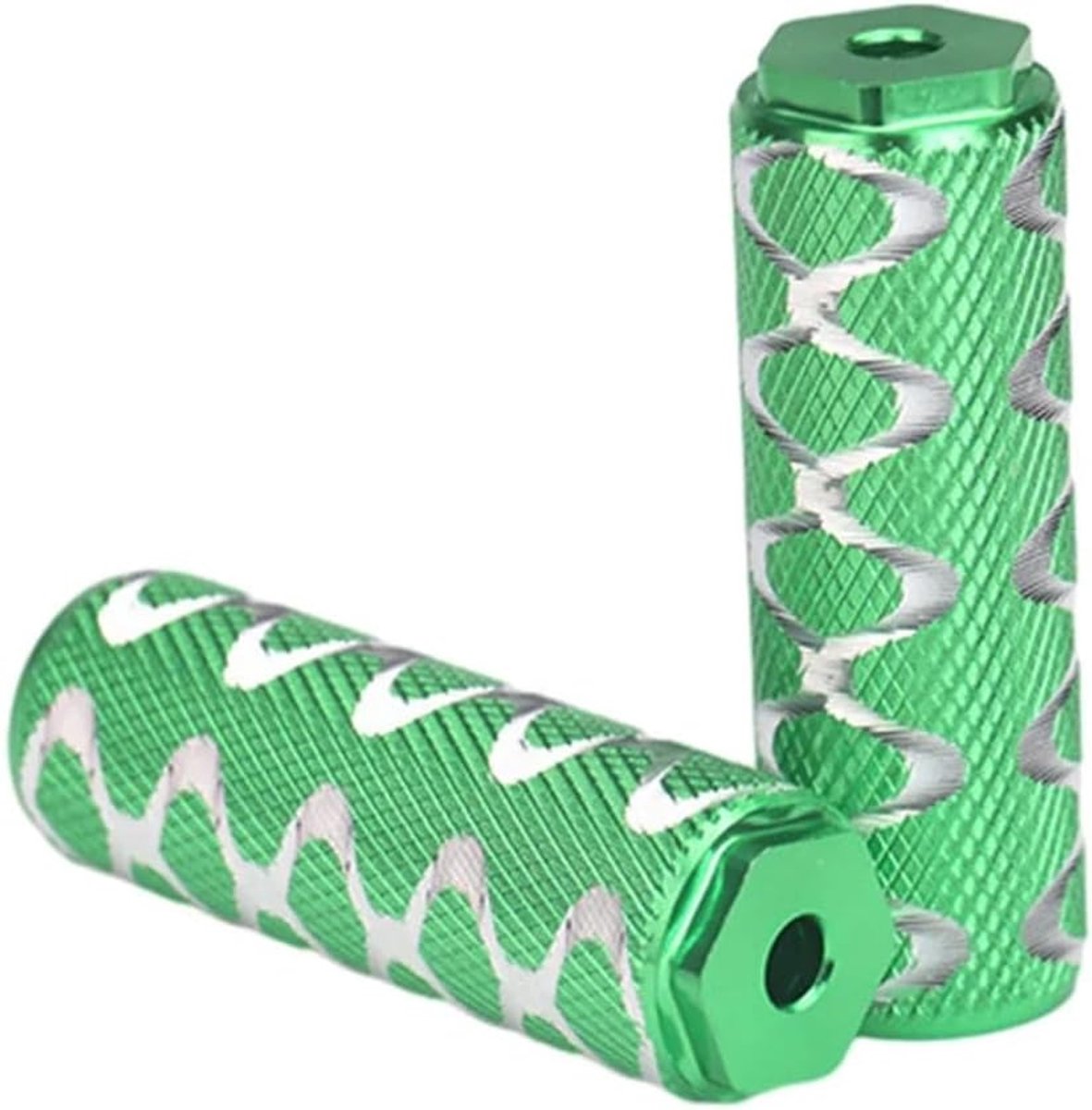 Fietsvoetsteunen - Aluminium pedalen - Extra steun - Antislip oppervlak - 75x25mm - Groen