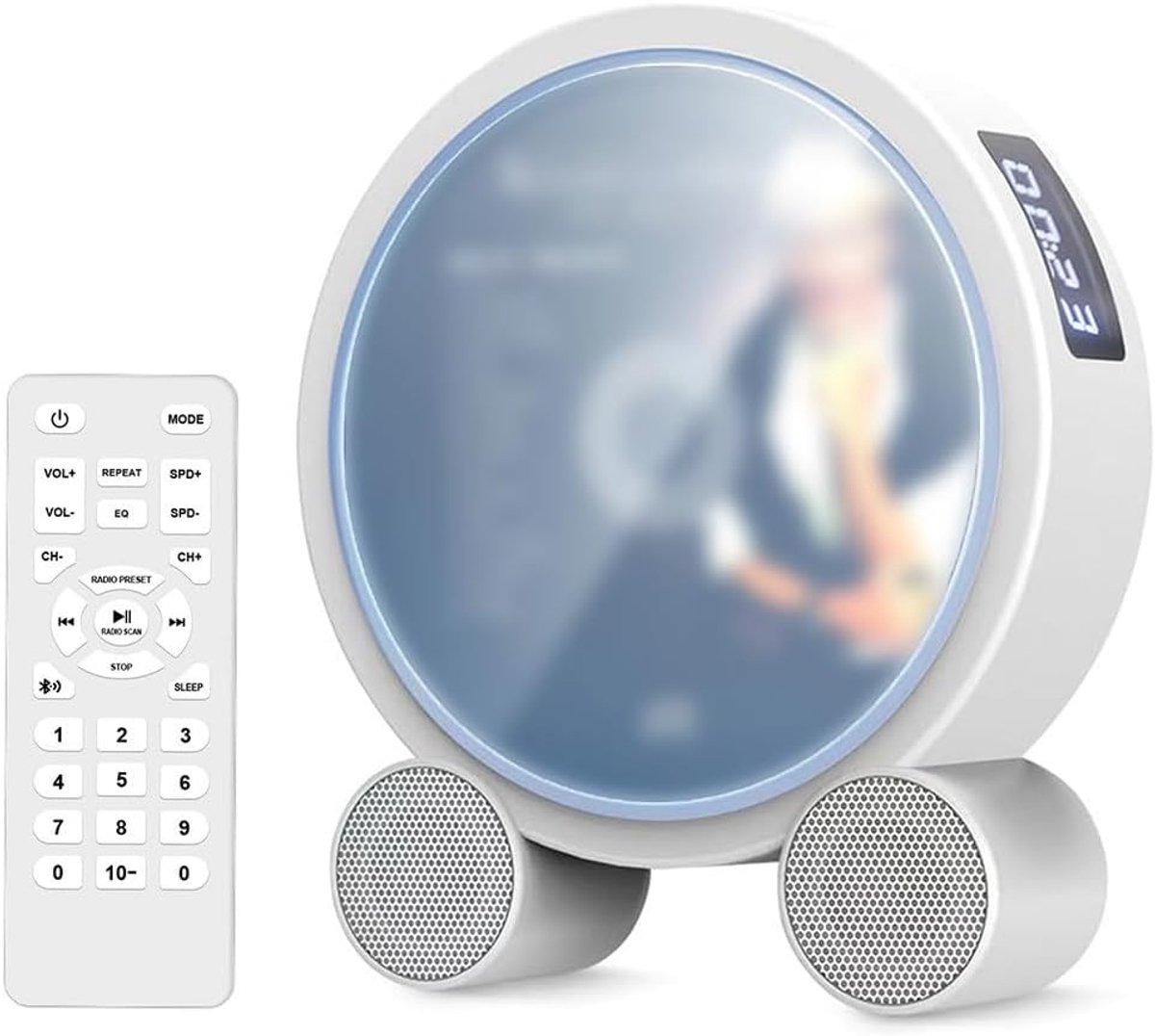 Draagbare CD Speler - Muziekspeler Bluetooth - Muziek Luisteren - Met Houtlook - 26 x 22 x 11 cm - Wit