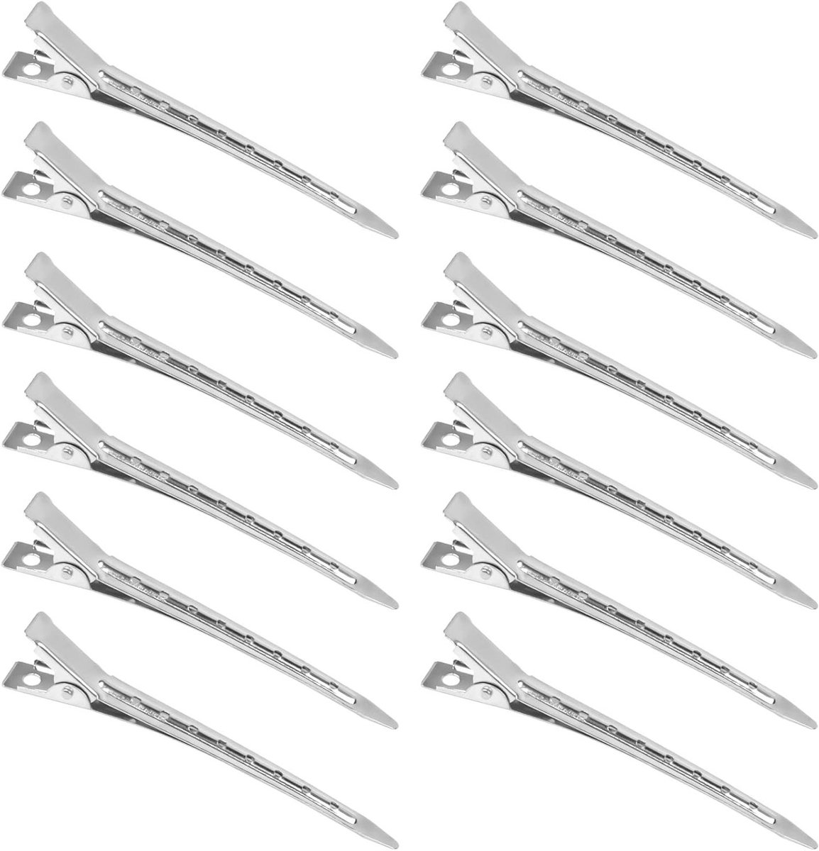 12 Stuks Mesh Haar Buns Clips - Metalen Alligator Haarclips voor Styling - 9 x 1.5 cm Zilver voor Vrouwen en Meisjes