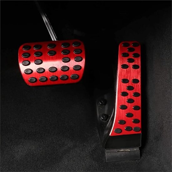 Pedaalhoezen Auto - Gaspedaalhoes Rempedaal - Auto Interieur - Antislip Rubber - Set van 2 - Zwart Rood — afbeelding 2